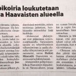 Artikkeli Vakka-Suomen Sanomissa pienpetopyydystyksestä